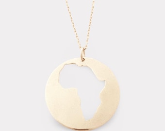 18K Gold Plated Africa Map Necklace, Africa Pendant, Africa Lover Gift, Handmade Africa Jewelry