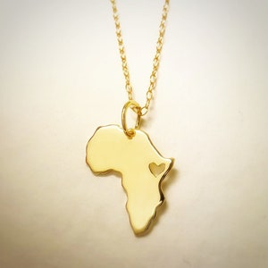 18kt Gold Plated Africa Necklace, Personalized Africa Map Pendant, Africa Ethiopia Pendant, Adoption Pendant Africa, Custom Jewelry image 2