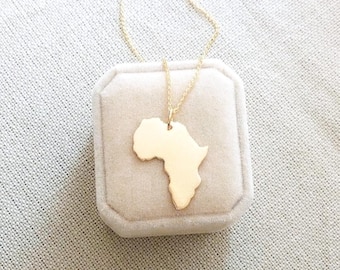 Gold Africa Necklace, Africa Map Pendant, African Necklace, Africa Jewelry, Gift for Africa Lover, Handmade Gift for Her