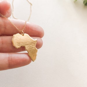 Gold Plated Africa Map Pendant · Make a Statement with Big Size Africa Jewelry ·Handcrafted Africa Necklace · 18kt Gold Africa Pendant