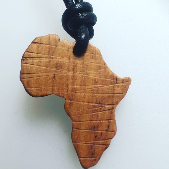 Ebony Africa Map Necklace Pendant Ethiopia Jewelry Custom White Wood Men With An Extra Gift