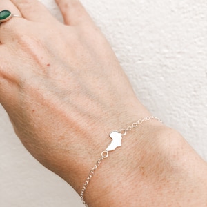 Pulsera con mapa de África, joyería africana, pulsera de plata con mapa de África, pulsera con mapa pequeño, regalo para niñas, pulseras de plata, pulsera hecha a mano