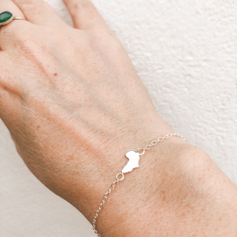 African Jewelry Africa Map Personalized in Argentium Silver in a kraft gift box with an Extra Free Gift. Africa Bracelet Map
