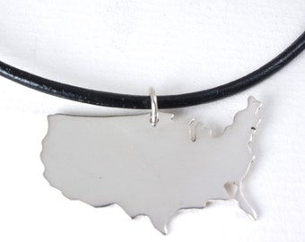 United States Necklace, USA Pendant, State Pendant, Silver Map Charm, USA Map Necklace, US Map Pendant, Custom Map Pendant, Travel