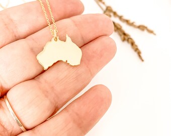 Colgante de mapa de Australia, collar de Australia de oro, mapa de Australia de oro, encanto de Australia, colgante de mapa personalizado, collar personalizado, collar de mapa de oro