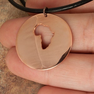 Africa Pendant, Copper Africa Map, Personalized Pendant, Africa Map Necklace, Map Copper Necklace, Custom Jewelry, Personalized Necklace