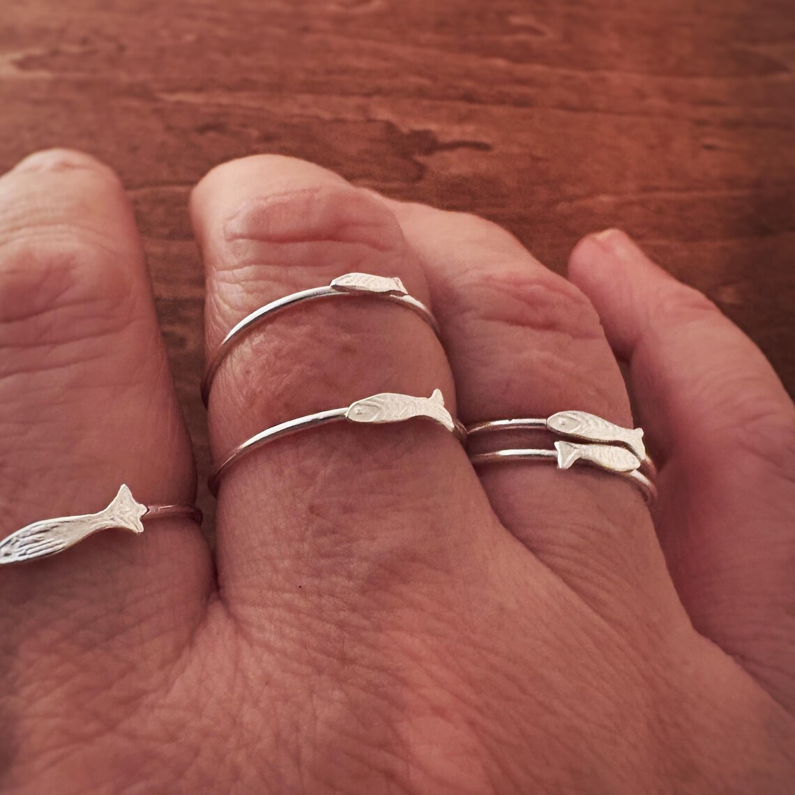 Sterling Silver Fish Ring – Dainty Minimalist Ocean Jewelry, Tiny Fish ...
