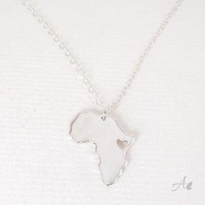 Africa Necklace, Silver Africa Jewelry Travel Gift Personalized Africa Map Sterling Silver 935 in a kraft gift box with an Extra Free Gift.