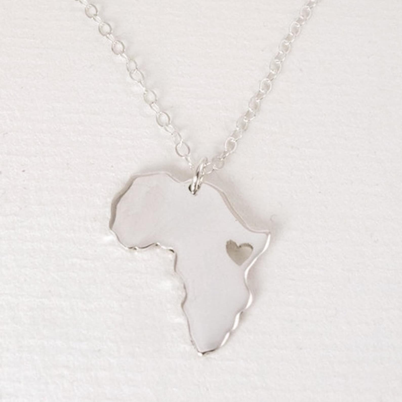 Silver Africa Necklace Africa Map Necklace Africa Shaped Etsy