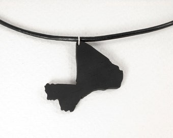 Collar de Malí, colgante personalizado de mapa, collar de Bamako, mapa de África, collar de plata de África, joyería personalizada, colgante de África de madera, mapa de Malí