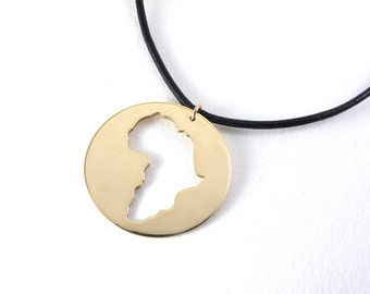 Gold Africa Necklace, 18kt Gold Plated Pendant, Africa Map Necklace, Ethiopia Pendant, Adoption Necklace, Personalized Necklace