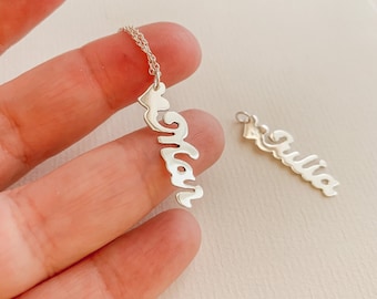 Silver Name Necklace, Silver Name Earrings, Custom Name Jewelry, Personalized Jewelry, Mothers Day Gift, Gift for Mom, Gift for Her