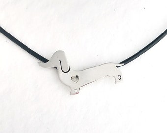 Collar Dachshund de plata, colgante Teckel de plata, colgante Dachshund, regalo amante de los perros, regalo de mamá perro, regalo para ella, joyería Dachshund de plata