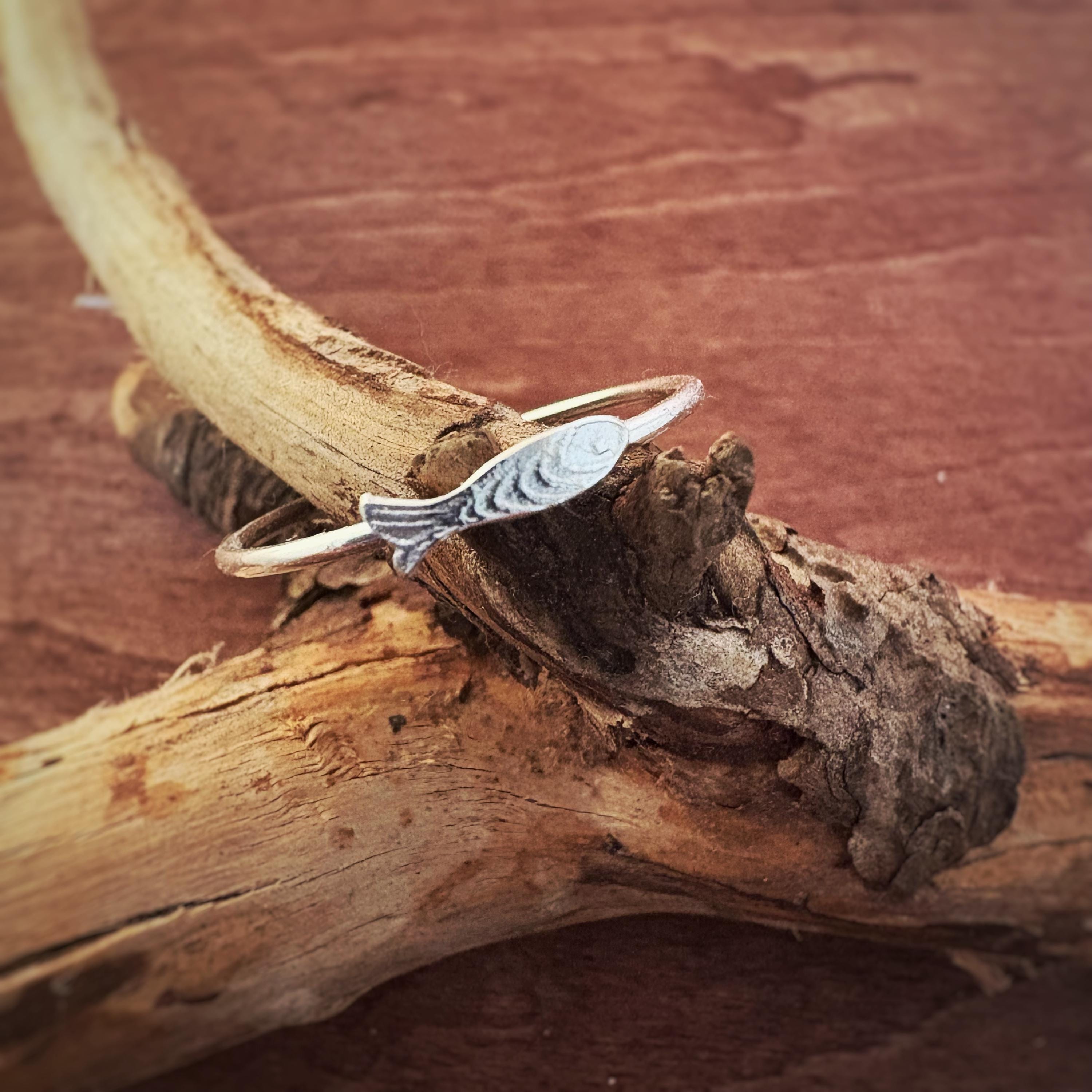 Sterling Silver Fish Ring – Dainty Minimalist Ocean Jewelry, Tiny Fish ...