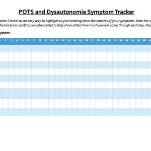 POTS and Dysautonomia Categorised Symptom Tracker (Printable)