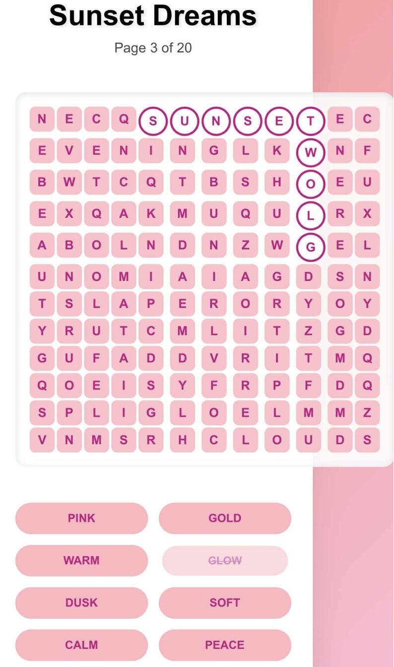 Interactive Word Search Game (HTML) – 20 Themed Puzzles, Mobile ...