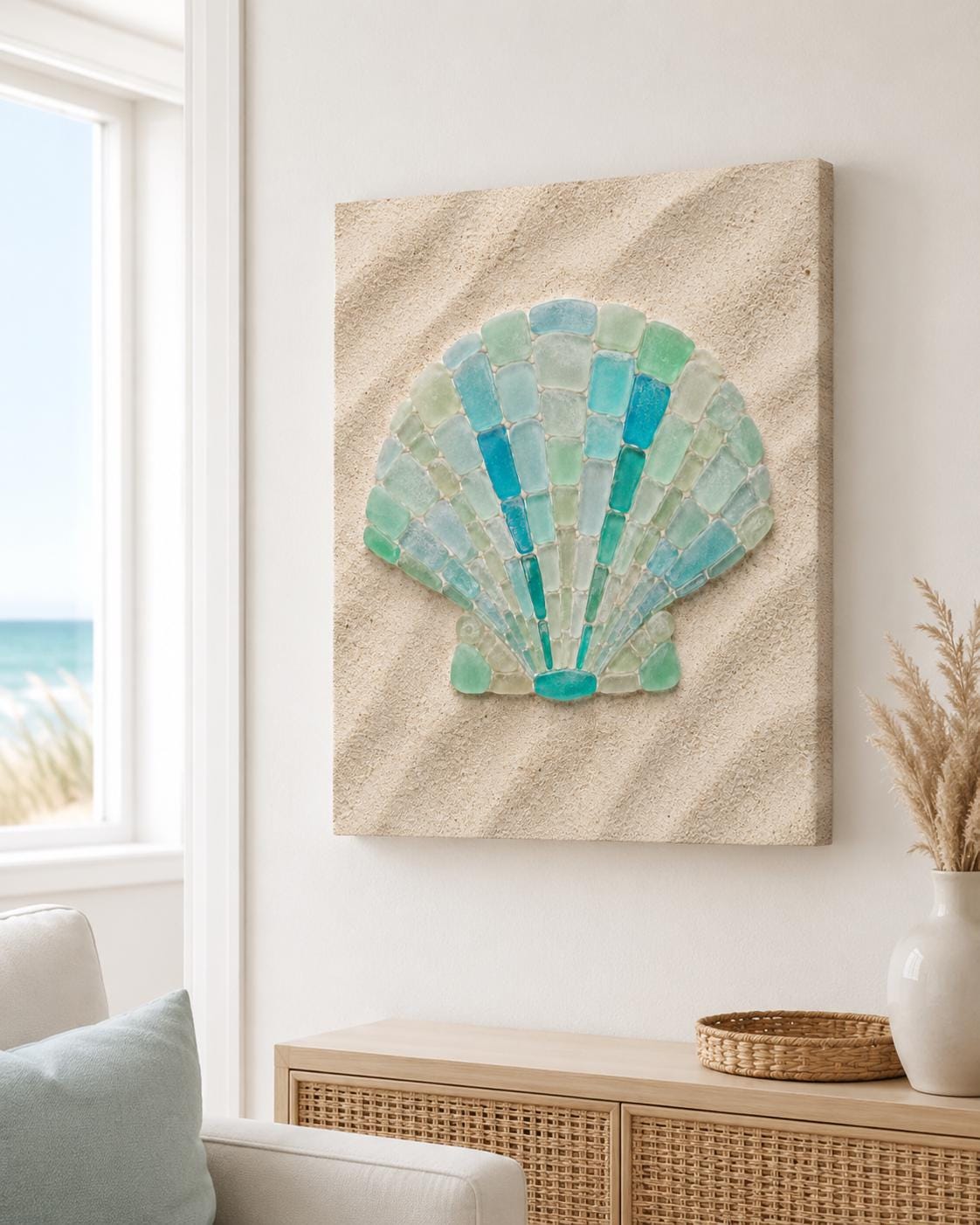 Sea Glass Coastal Wall Art Set of 3, Starfish Seahorse Shell Poster or ...