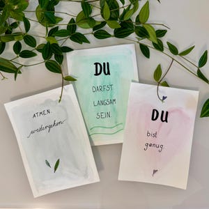 Mutmach-Karten Set - 3 handgemalte Aquarell Karten mit Lettering - Geschenk für Freundin, Selbstfürsorge, achtsame Post