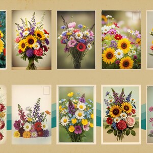 Set de postales florales: 19 tarjetas botánicas imprimibles / Descarga digital