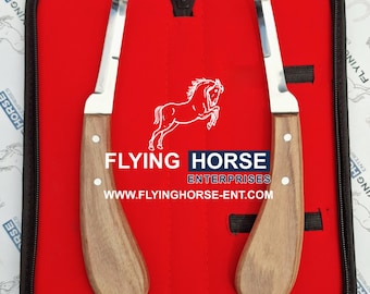 Narrow Blade Double Edge Hoof Knives Set (Left + Right) With POUCH