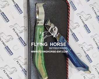 Horse Hoof Loop Knives Set of 2 with Brass Hot Shoe Aid