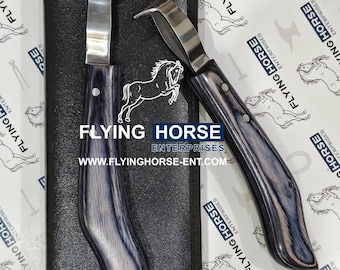 Set of 2 Horse Hoof Loop Knives with Pick – Farrier Hoof Trimming & Cleaning Tools