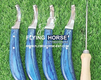 Horse Farrier Hoof Knives 4pcs Set with Sharpener – Equine Hoof Care Tools