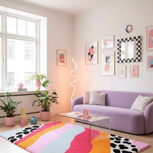 Handmade modern multicolor dorm room carpet
