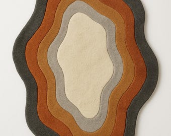 8x10 Abstract Organic Shape Rug, Hand Tufted Wool Area Rug 9x12, Irregular Amoeba Rug, Contemporary Modern Art Rug, 5x7 6x9 Custom Size Rug