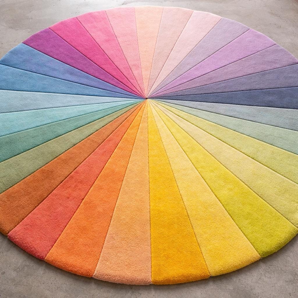Wool Rainbow Rug Hand Tufted New Zealand Wool Rainbow Round Rug, Colorful Modern Area ...