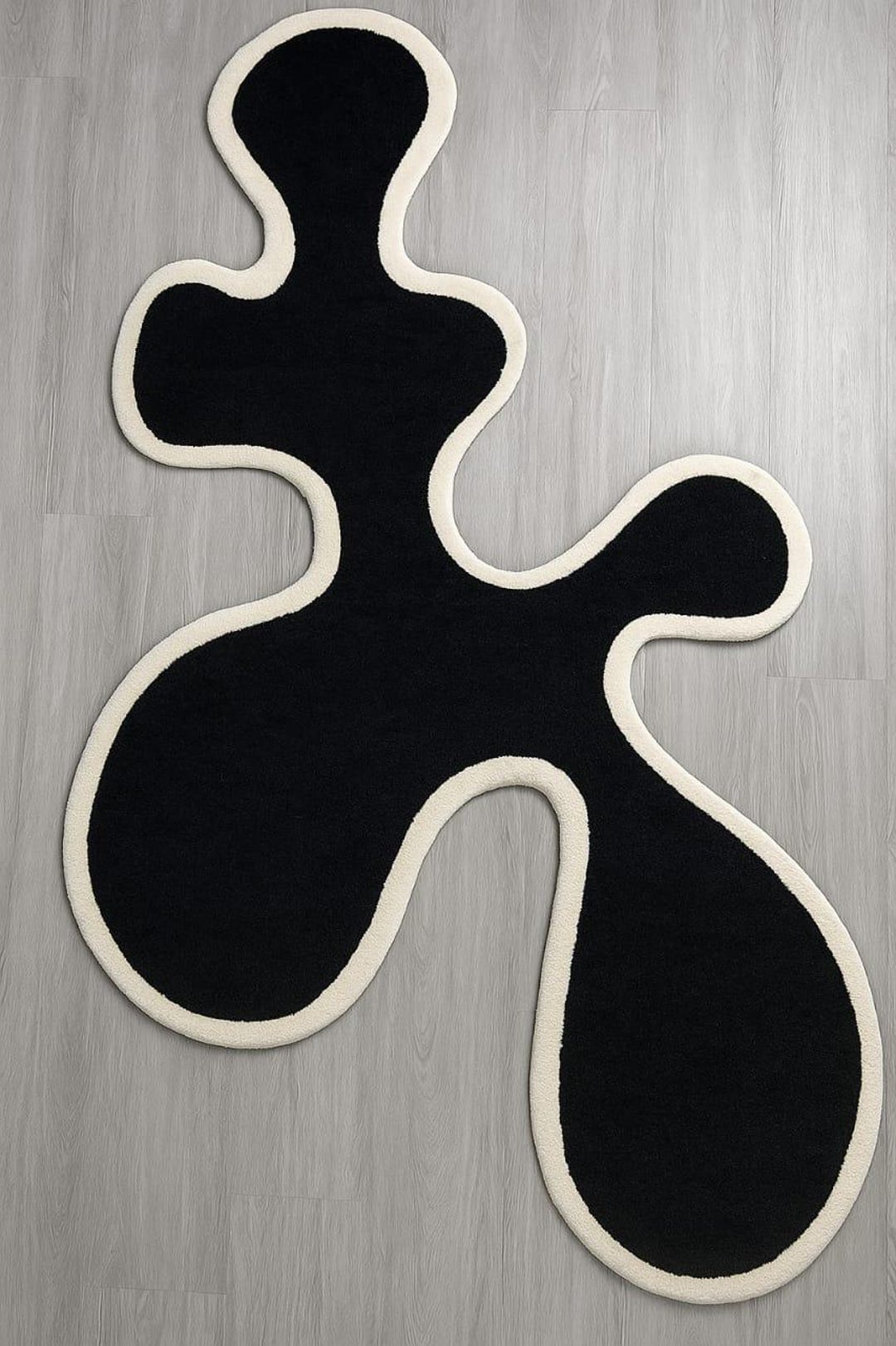 Hand Tufted Wool Rug, Black & White Abstract, Modern Area Rug - Etsy