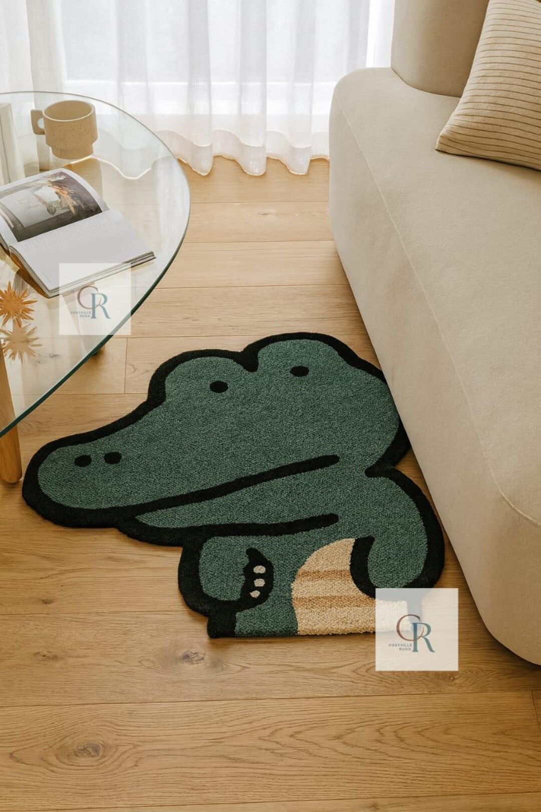 Croods Rug Cute Crocodile Kids Hand Tufted Animal Rug 5×8 Ft | Nursery Playroom ...