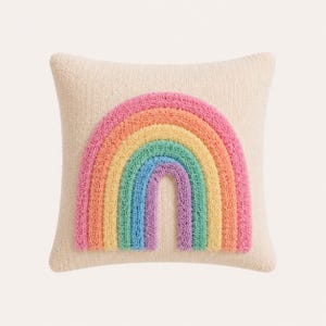 Capa de almofada personalizada com capitonê, almofada sob medida, conjunto de almofadas para quarto de bebê, capa de almofada arco-íris, almofada decorativa com pompons, presente para decoração de quarto infantil imagem 9
