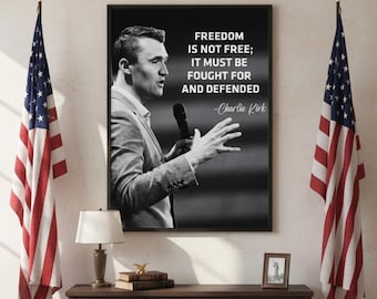 Charlie Kirk Freiheit Poster: Charlie Kirk druckbare Wandkunst, Gerechtigkeit für Charlie Kirk Attentäter Druck, beten für Charlie Kirk