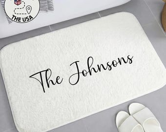 Personalized Wedding Gift, Family Name Bath Mat,Couple Gift for First Home,Custom Name Rug,Bridal Shower Gift,Mr and Mrs Decor,Newlywed Gift
