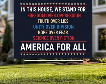 We Believe Werbeschild: Democracy Over Dictatory, Anti Trump - 45.5cm x 60cm