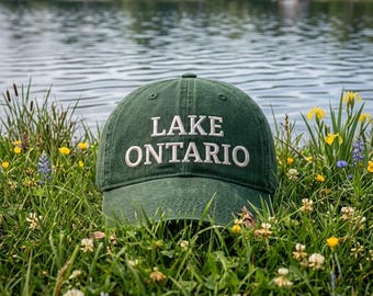 Custom Lake Ontario Hat, Great Lakes Resist Cap, Vintage Canada Lake Dad Hat, Ontario Vacation Gift