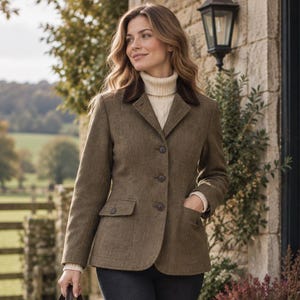 Women's Tweed Hacking Jacket, Ladies Country Blazer, Equestrian Riding Jacket, Brown Tweed Blazer, British Country Jacket, Gift for Her