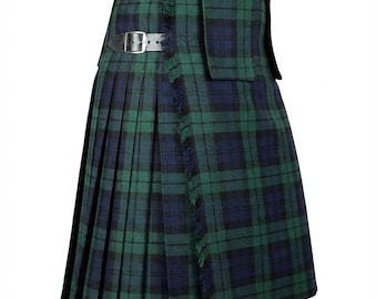 Men's Scottish Tartan Kilt 8 Yard | Heavyweight 16oz Acrylic with Detachable Pockets | Handmade Custom Size Traditional Highland Dress