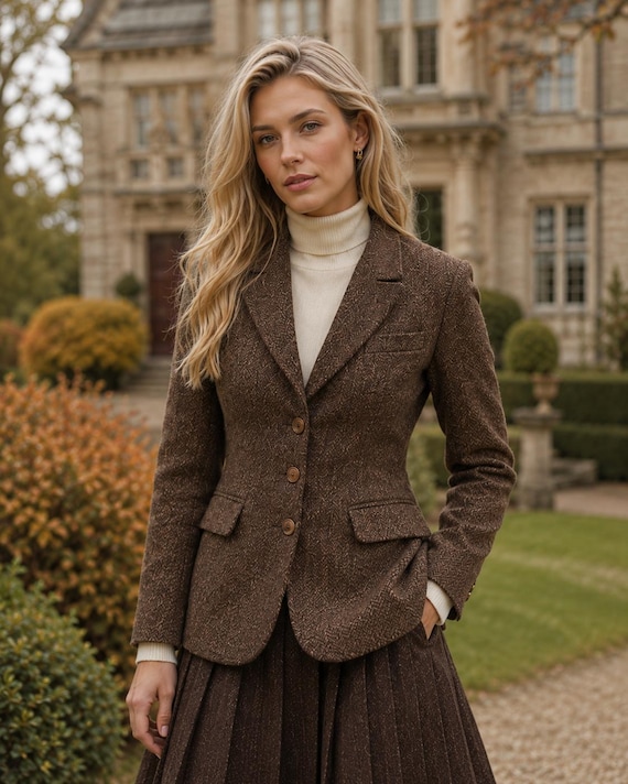 Women's Wool Blazer | Tailored Office Jacket | Vintage Inspired Smart Casual Coat | Business Suit Blazer | Classic Fall Winter Outerwear