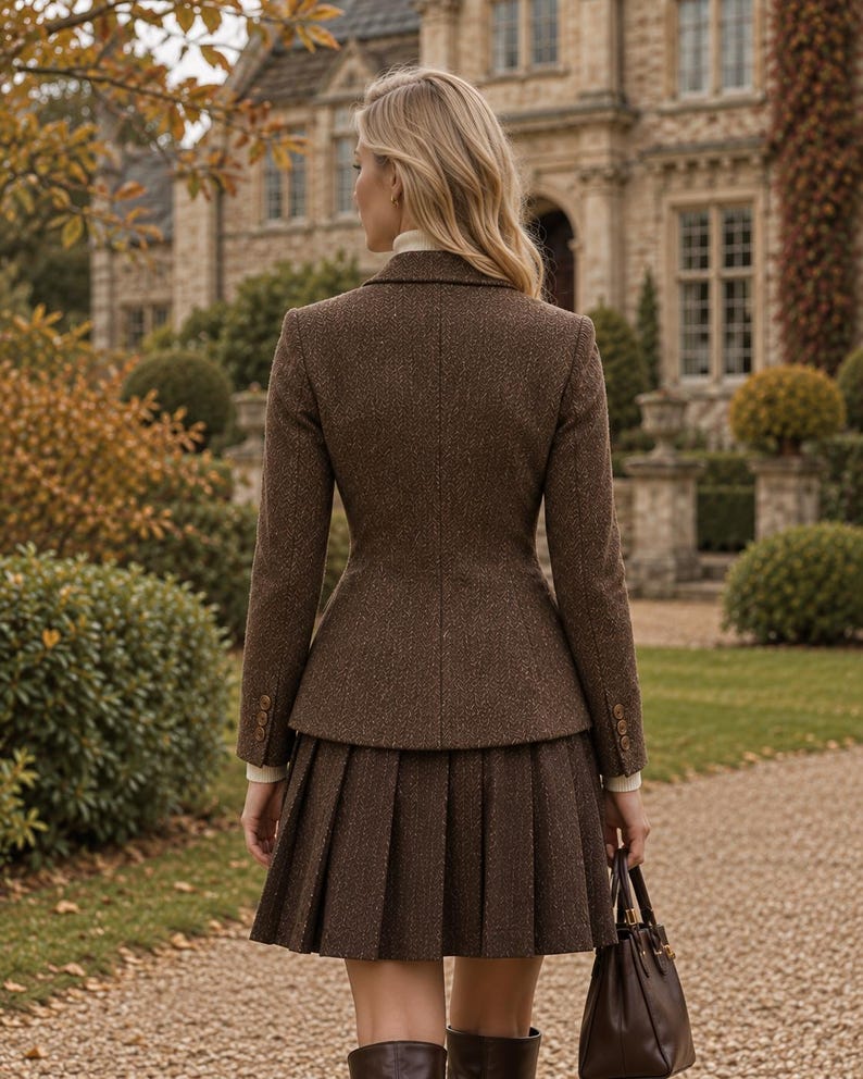 Dames wollen blazer | Getailleerd kantoorjasje | Vintage-geïnspireerde smart casual jas | Zakelijke blazer | Klassieke bovenkleding voor de herfst en winter afbeelding 4