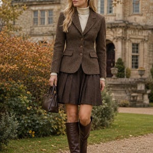 Dames wollen blazer | Getailleerd kantoorjasje | Vintage-geïnspireerde smart casual jas | Zakelijke blazer | Klassieke bovenkleding voor de herfst en winter afbeelding 2
