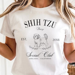 Maglietta personalizzata Shih Tzu Social Club, maglietta personalizzata con nome Shih Tzu, maglietta per amanti Shih Tzu, maglietta per mamma Shih Tzu, maglietta per proprietari di cani Shih Tzu