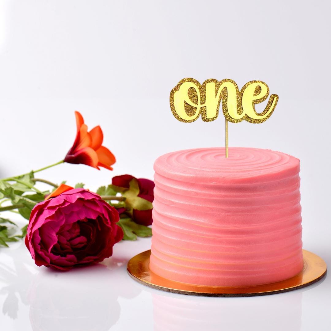 Gold Glitter One Cake Topper: First Birthday Party Decoration - Etsy
