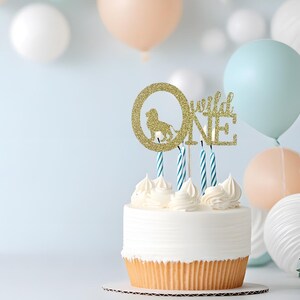 Glitter &quot;Wild ONE&quot; Cake Topper | Baby Shower Cake Topper | Glitter Birthday Cake Topper | Gold Cake Topper | Baby Anniversary Topper