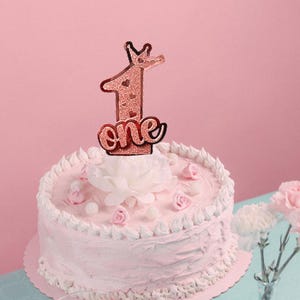 Topper per torta di compleanno per bambina/bambino / Topper per cupcake per il primo compleanno / Topper glitterato e metallizzato / Topper rosa per bambina / Topper blu per bambino