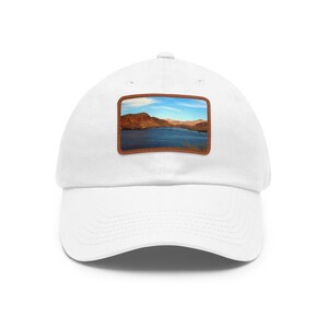 Nature-Inspired Dad Hat with Leather Patch, Outdoor Cap, Casual Hat, Great for Hiking, Father&#39;s Day Gift, Adventure Apparel, Landscape [...]