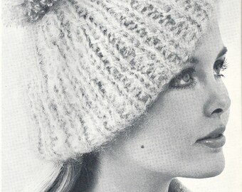 Fairisle Winter Hat Vintage 1960/'s Retro Classic Knitting Pattern Botany 1415