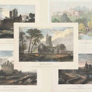 Biglietti d'auguri vintage con monumenti dell'Irlanda - Set di 5