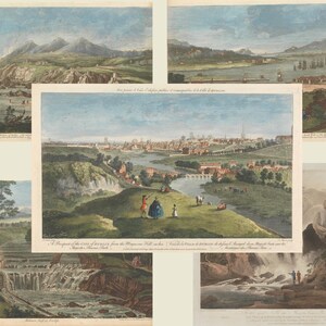 Vintage notitiekaarten met bezienswaardigheden in Ierland – set van 5